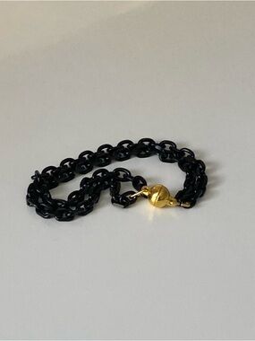 Black Chain Bracelet with Gold Magnetic Clasp